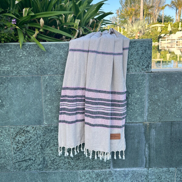 Hamamdoek Coconut  Beige - Pink