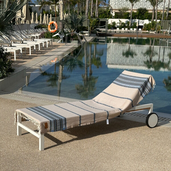 Hamamdoek Coconut  Beige - Blue