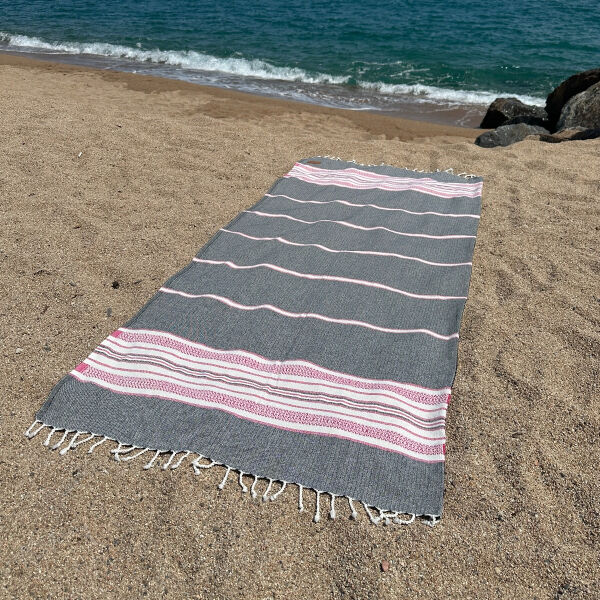 Hamamdoek Sea Me Black-Fuchsia