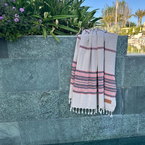 Hamamdoek Coconut  Beige - Orange