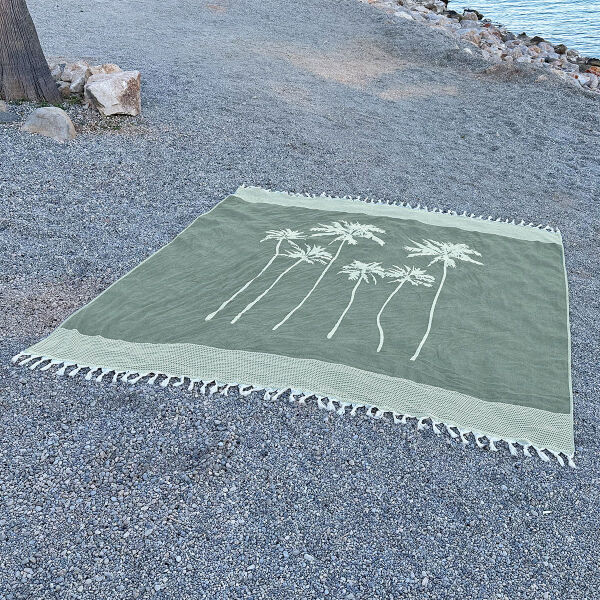Hamamdoek Six Palms Chive Green