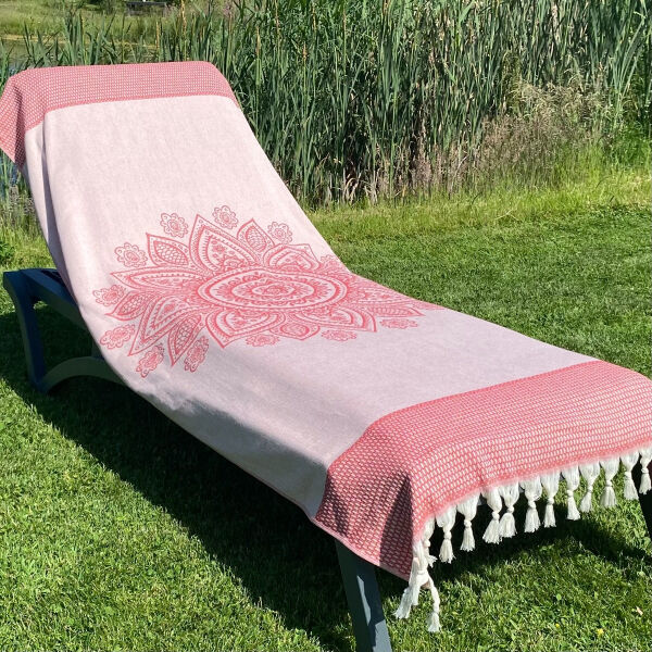 Hamamdoek saunadoek Boho Samba red