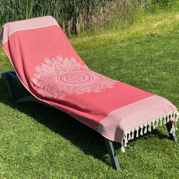 Hamamdoek saunadoek Boho Samba red
