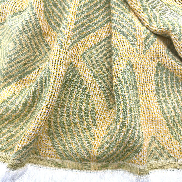 Hamamdoek saunadoek Botanic Art Mustard-Green