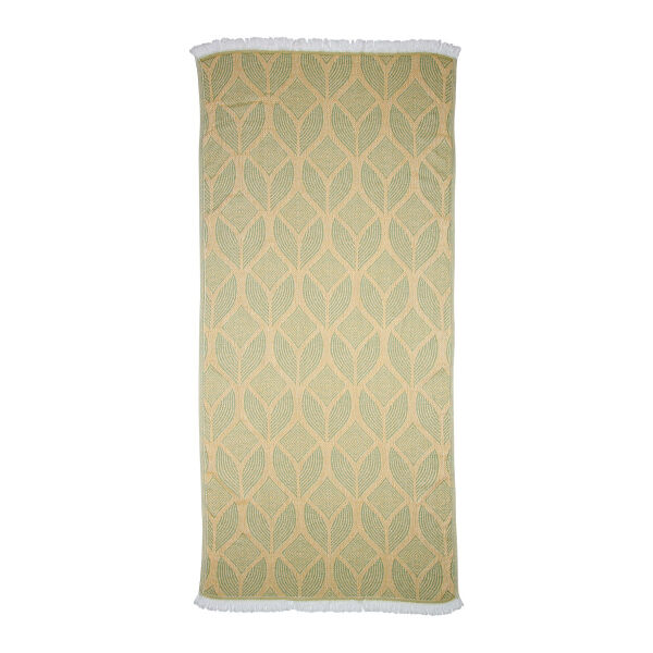 Hamamdoek saunadoek Botanic Art Mustard-Green