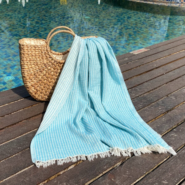 Hamamdoek saunadoek Breton  Turquoise