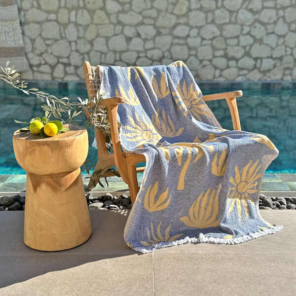 Hamamdoek Palm Beach Petrol-Mustard