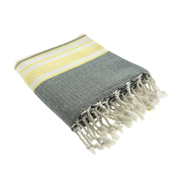 Hamamdoek saunadoek Sea Me Black-Lemon