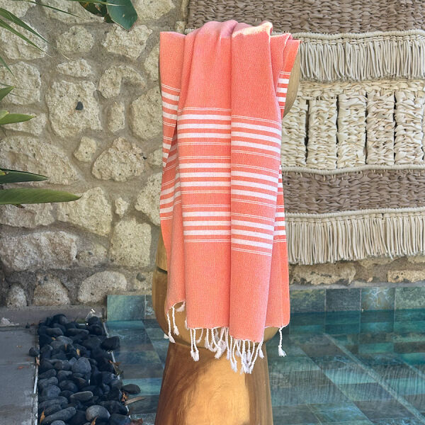 Hamam towel, Hamamdoek, Hamamtuch, serviette de hamam, fouta Travel Coral