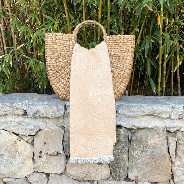 Hamamdoek saunadoek Circle Beige