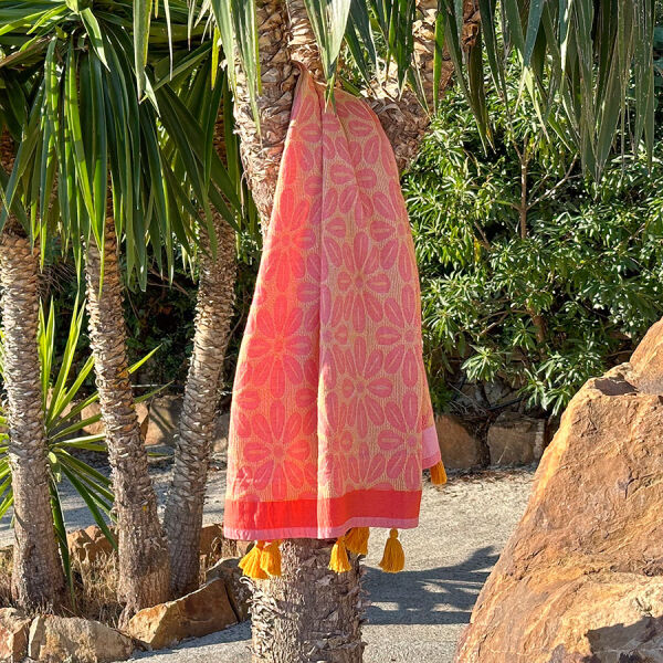 Hamamdoek saunadoek Daisy Orange - Yellow