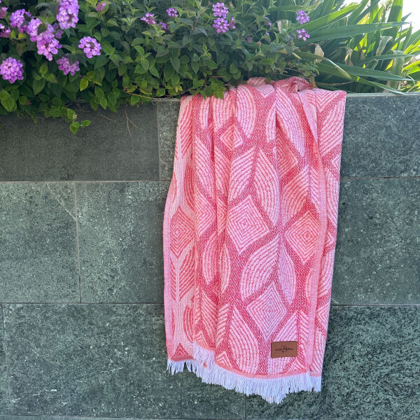 Hamamdoek saunadoek Botanic Art Orange - Peach