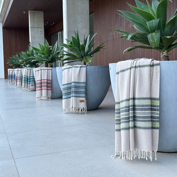 Hamamdoek saunadoek Coconut  Beige - Green