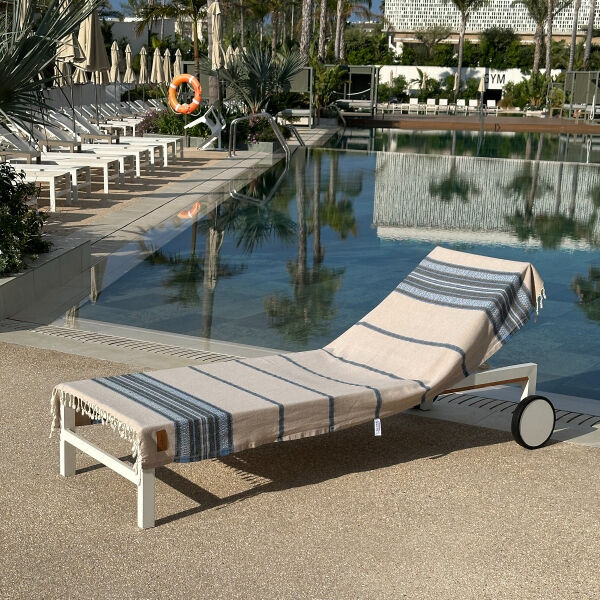 Hamamdoek saunadoek Coconut  Beige - Blue