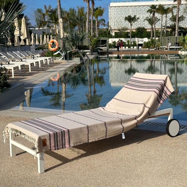 Hamamdoek saunadoek Coconut  Beige - Pink