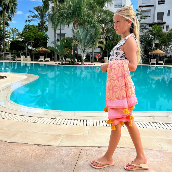 Hamamdoek saunadoek Daisy Orange - Yellow