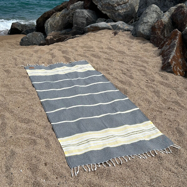 Hamamdoek saunadoek Sea Me Black-Lemon