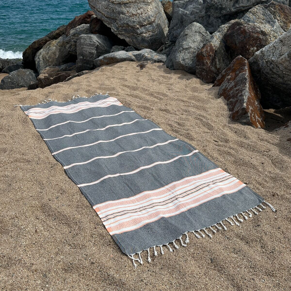 Hamamdoek saunadoek Sea Me Black-Orange