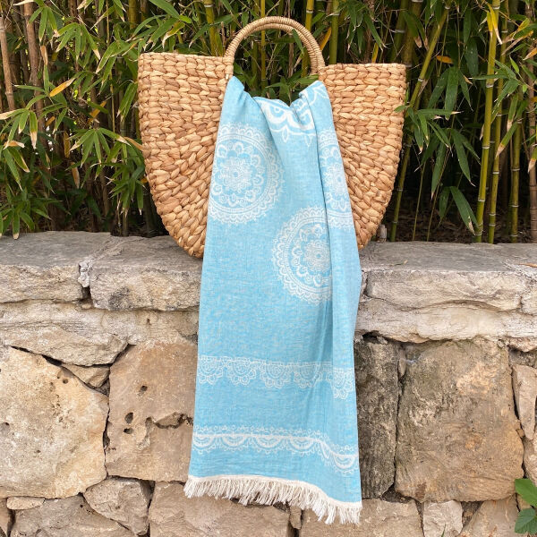 Hamamdoek saunadoek Bohemia Turquoise