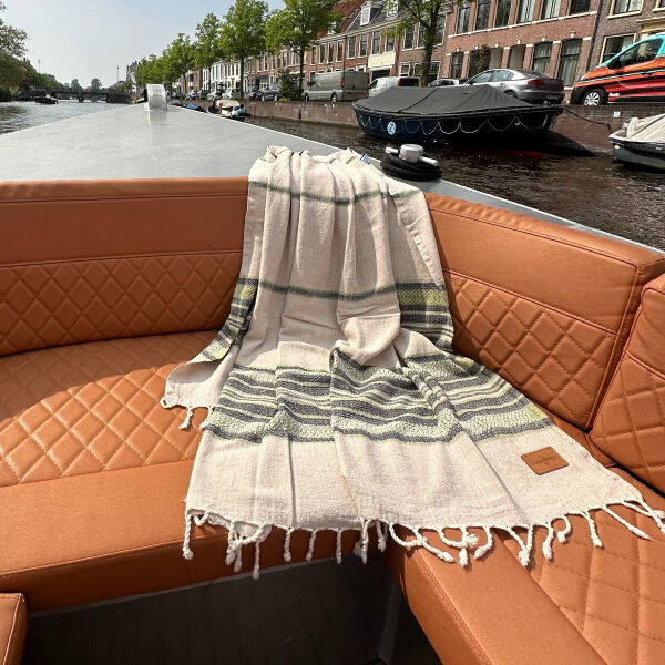 Hamamdoek saunadoek Coconut  Beige - Green