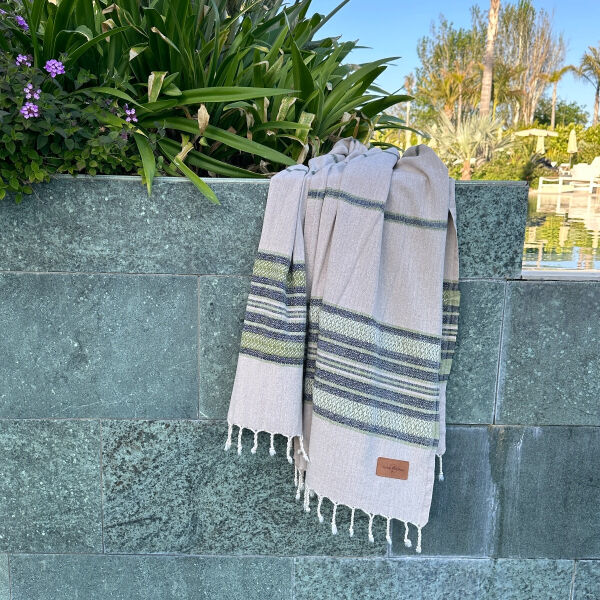 Hamamdoek saunadoek Coconut  Beige - Green