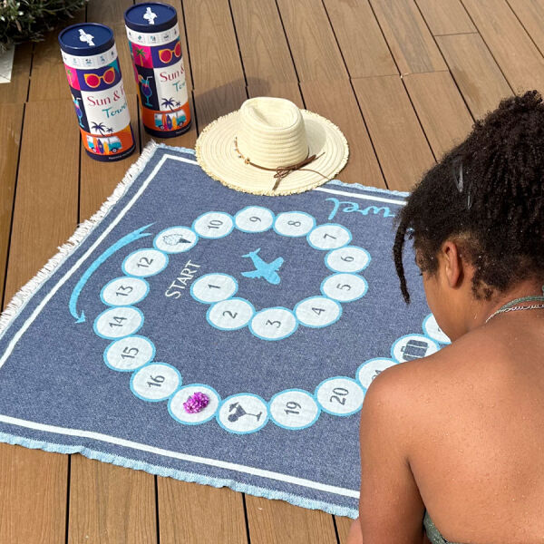Hamamdoek saunadoek Sun & Fun Game Towel Blue