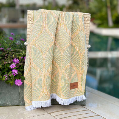 Hamamdoek Botanic Art Mustard-Green