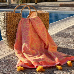 Hamamdoek saunadoek Daisy Orange - Yellow
