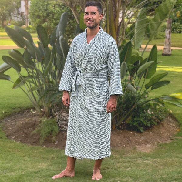 Peignoir unisexe Waffle Powder Green