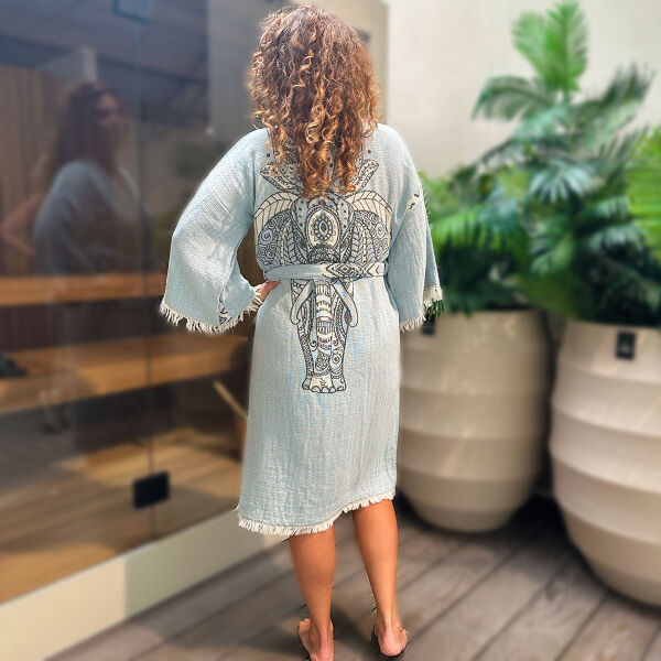 Peignoir hammam femme Elephant Light Blue