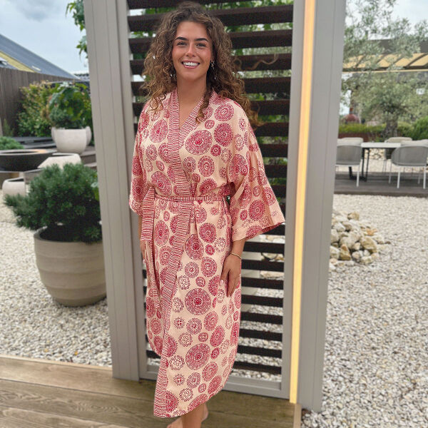Balyy Batik Long Kimono dames Aztec Red