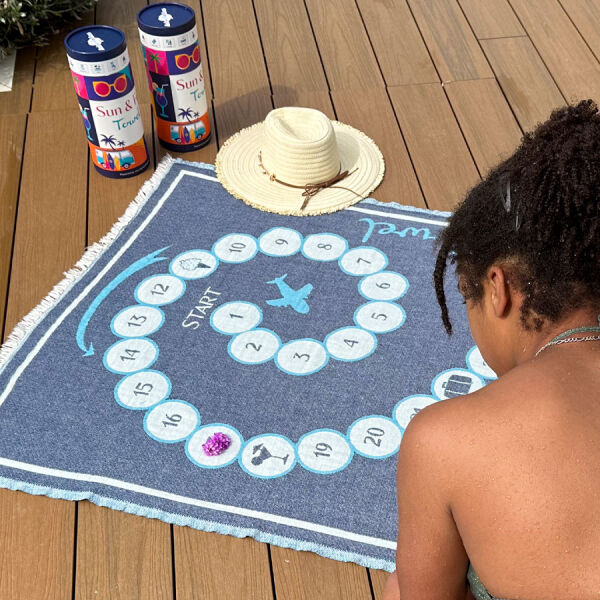 Fouta Sun & Fun Game Towel Blue