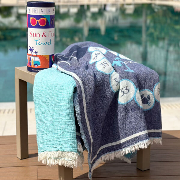 Fouta Sun & Fun Game Towel Blue