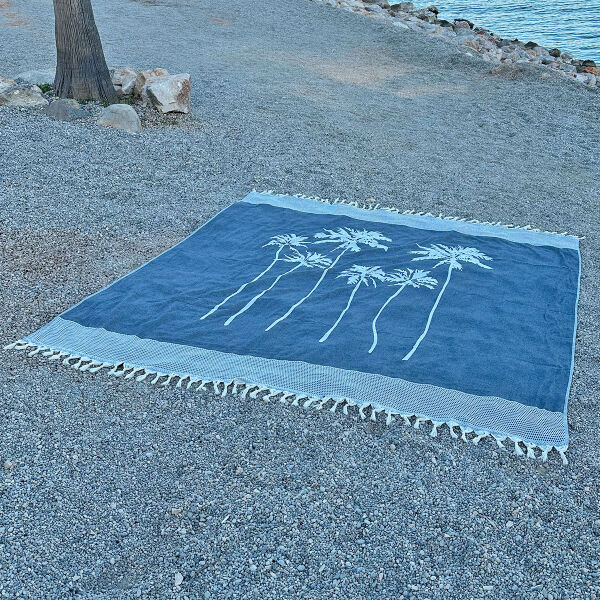 Fouta Six Palms Navy Blue