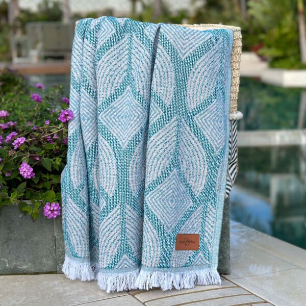 Fouta Botanic Art Petrol-Taupe