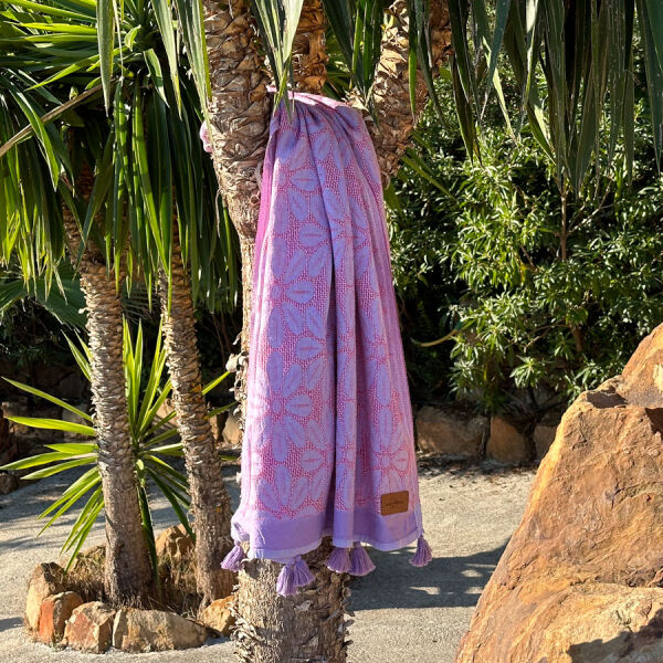 Fouta Daisy Lilac - Fuchsia