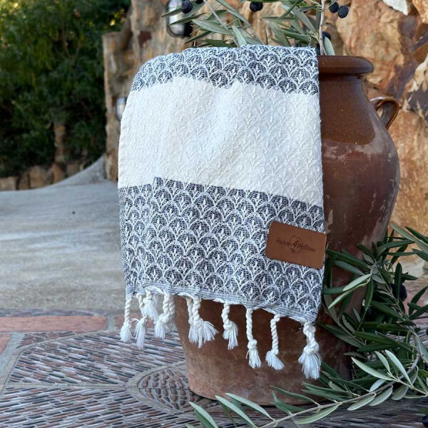 Lot de 2 petites serviettes de Hamam Peacock Grey