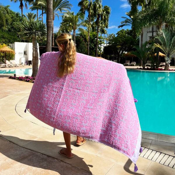 Fouta Daisy Lilac - Fuchsia