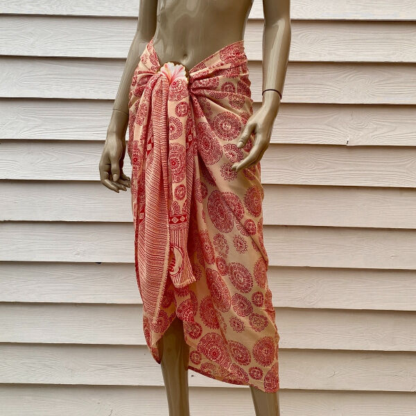 Pareo Batik Pareo avec anneau Aztec Red