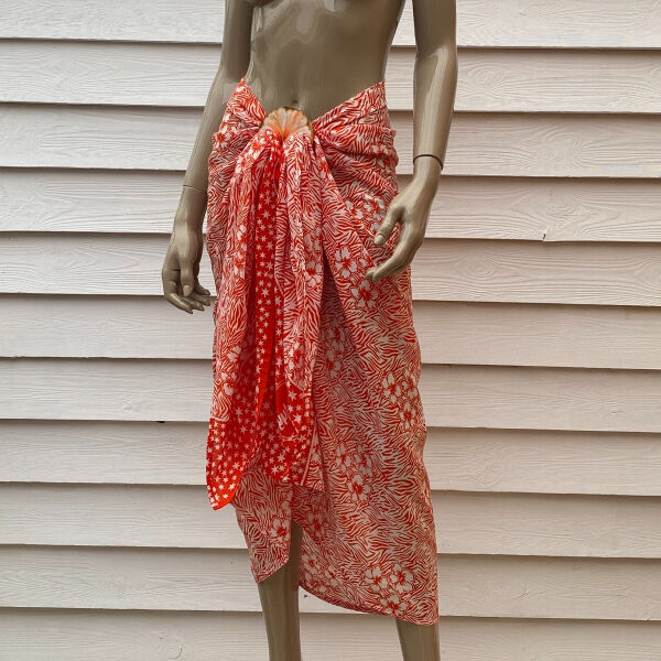 Pareo Batik Pareo avec anneau Zebra Red