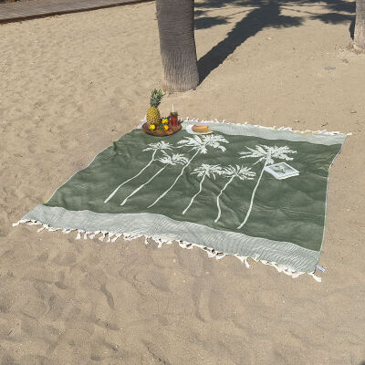 Grande serviette de hammam Six Palms Chive Green