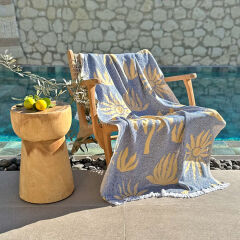 Hamamdoek Palm Beach Petrol-Mustard