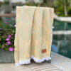 Fouta serviette de hammam Botanic Art Mustard Green