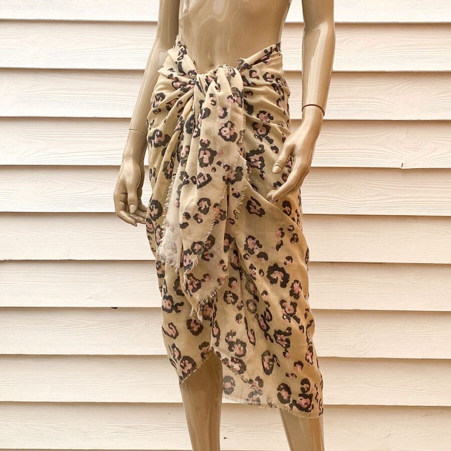 Paréo Sarong En Coton Freak Scene - Motif étoiles Noir/beige - Multifonction (jupe, Robe, Turban, Sac) - 100% Coton - Voyage, Plage